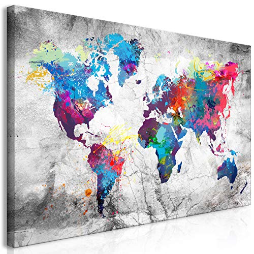 murando Cuadro Mega XXXL Mapamundi 160x80 cm Cuadro en Lienzo en Tamano XXL Estampado Grande Gigante Imagen para Montar por uno Mismo Decoración De Pared Impresión DIY Colorido k-A-0179-ak-h