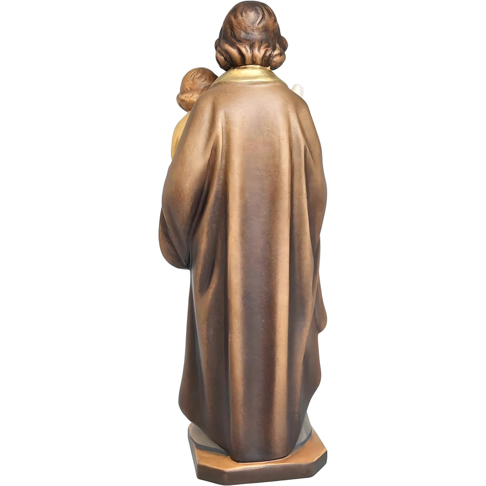 Heiliger Josef mit Jesuskind und Lilie aus Holz 12 cm | Naturholz in Gröden | Krippenfigur