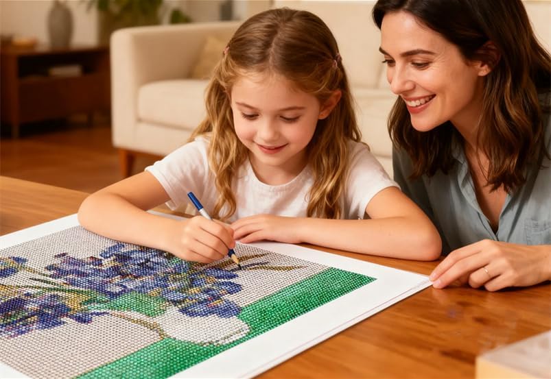 Miniatura 5 de NIHO-JIUMA Kit de pintura de diamantes 5D Van Gogh Lris, regalo de arte de diamantes de taladro completo para adultos, decoración del hogar (16 x 20