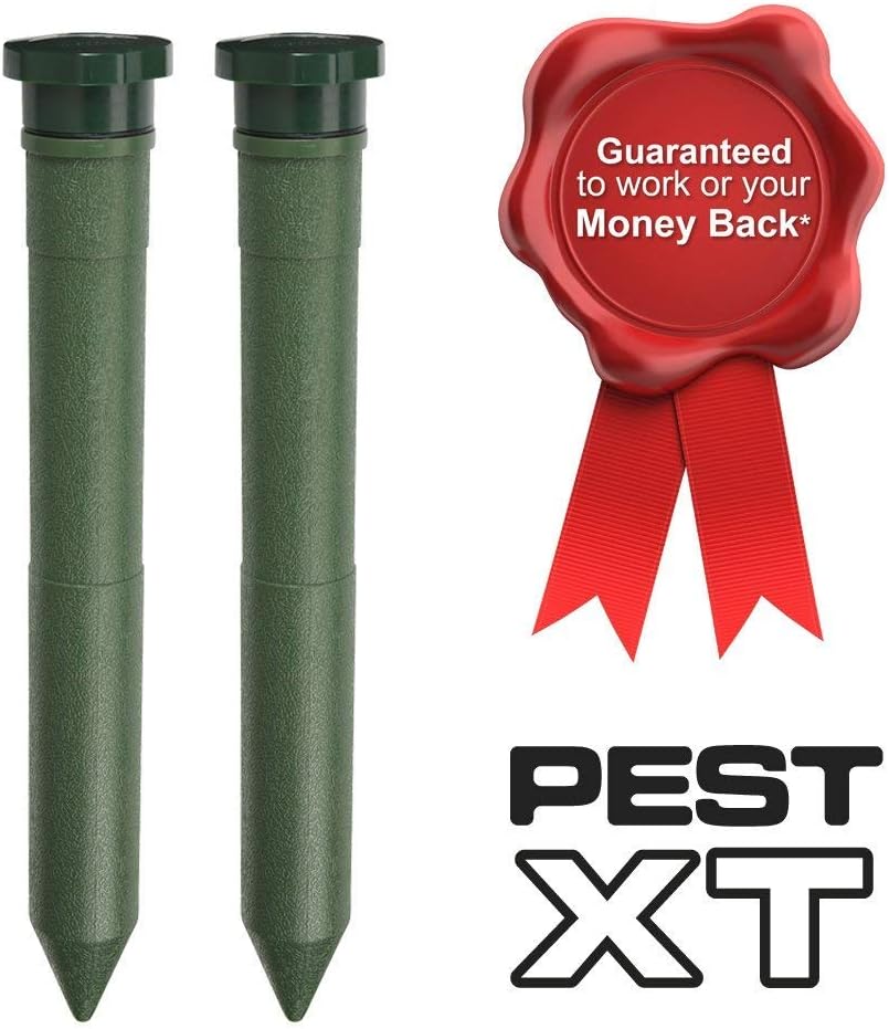 Pest XT Battery Powered Ultrasonic Outdoor Pest Repeller for Moles (Twin Pack)