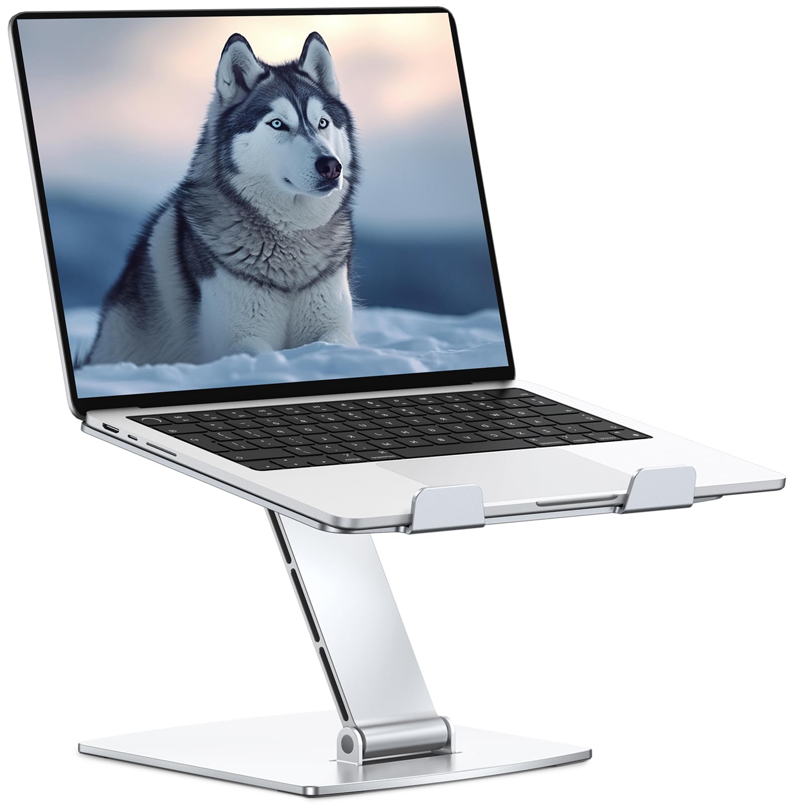 CIRYCASE Soporte Portatil Mesa, Aluminio Laptop Stand de Ajustable, Enfriamiento Rápido Ventilado & Ergonómico, Soporte Ordenador Portátil Plegable Compatible con MacBook Air Pro/Tablets (10-16")