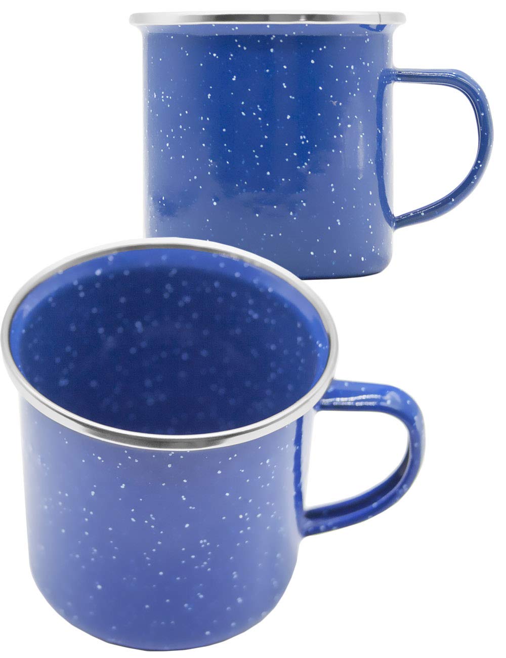 Tazza smaltata, da campeggio, infrangibile, blu classico, con pois, 300 ml