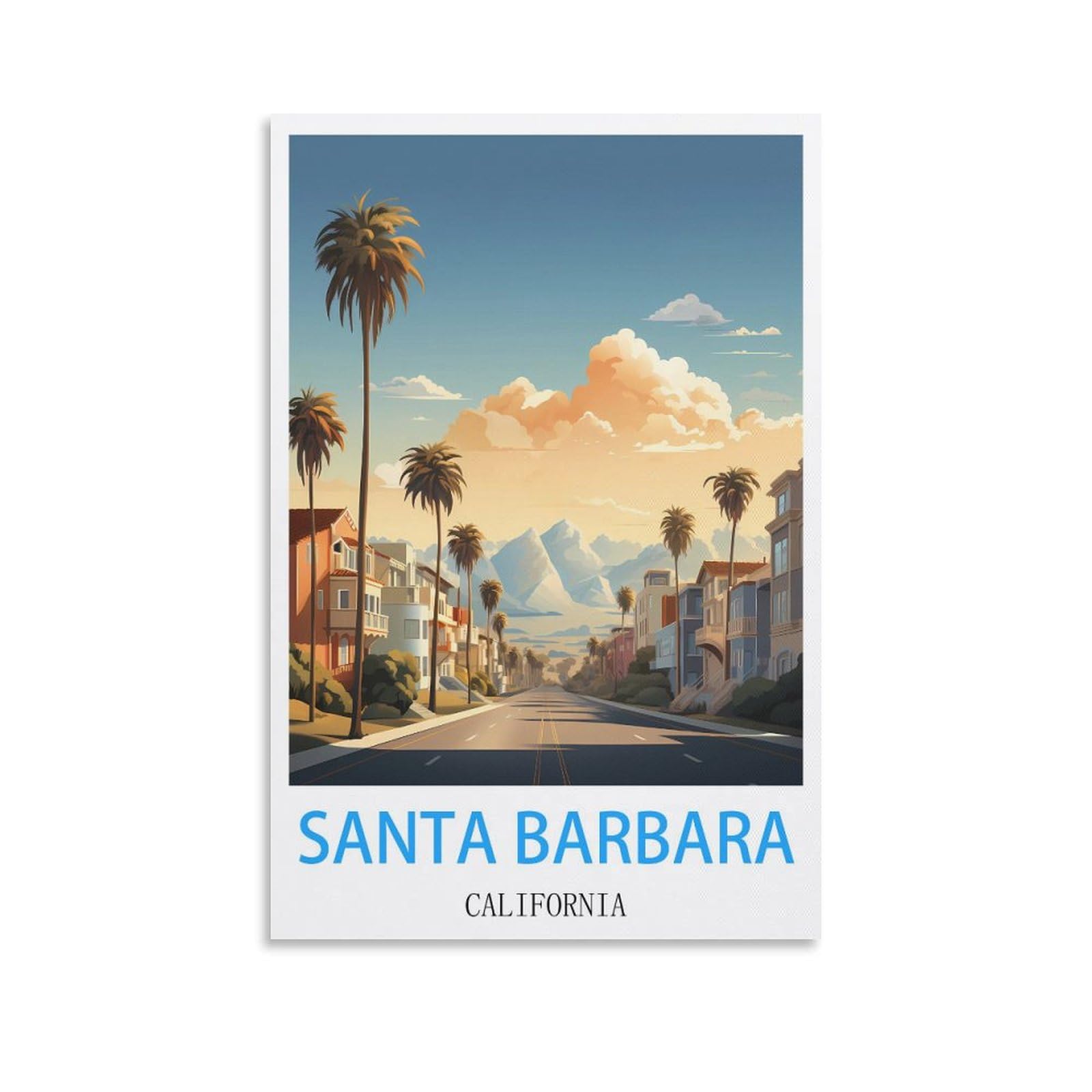 Vintage Metal Tin Signs,Santa Barbara California,Wall Poster Retro Tin Sign Metal Plaque for Bar Wall Decor Home Living Room Wall Art Decor 30x30cm