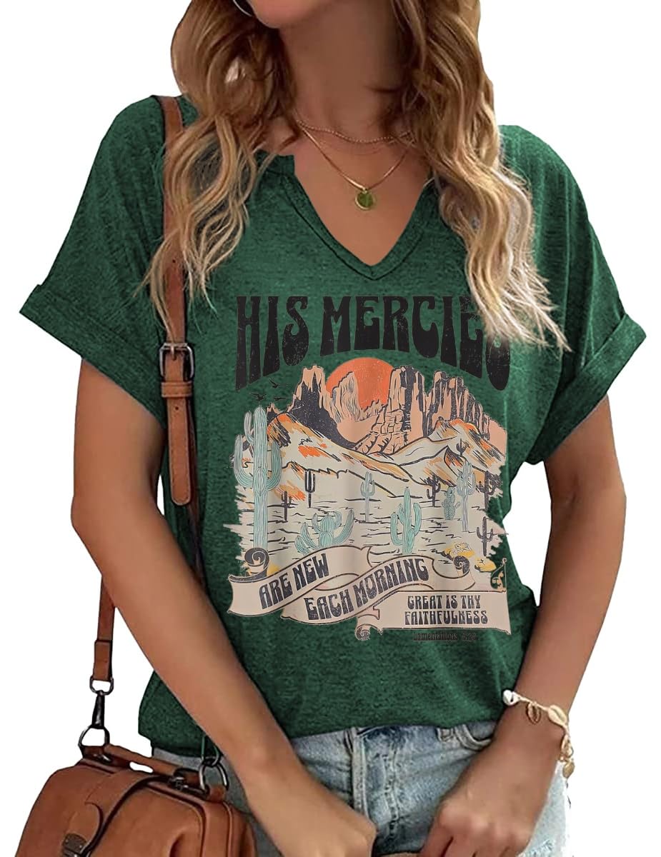 EarlymembWomens Vintage Flowers V Neck Shirt Boho Floral Wildflowers Graphic Tee Casual Cottagecore Short Sleeve T Shirt