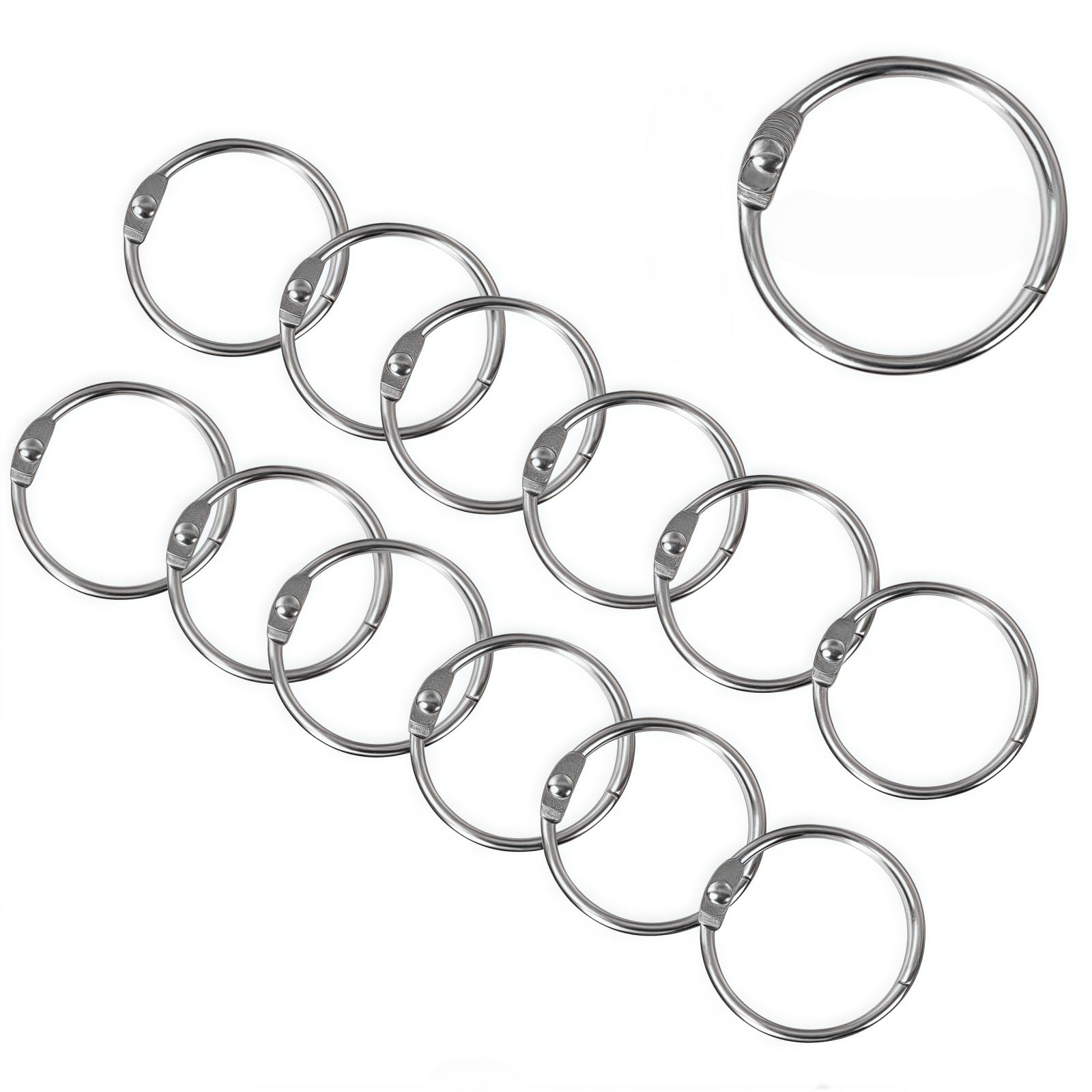 YDHSIKK Metal Book Rings, Pack of 40 Multicolor Metal Binder Rings, 1 Inch for Flashcards, Index Cards, Keychains(Silver - 1.9Inch/50mm)