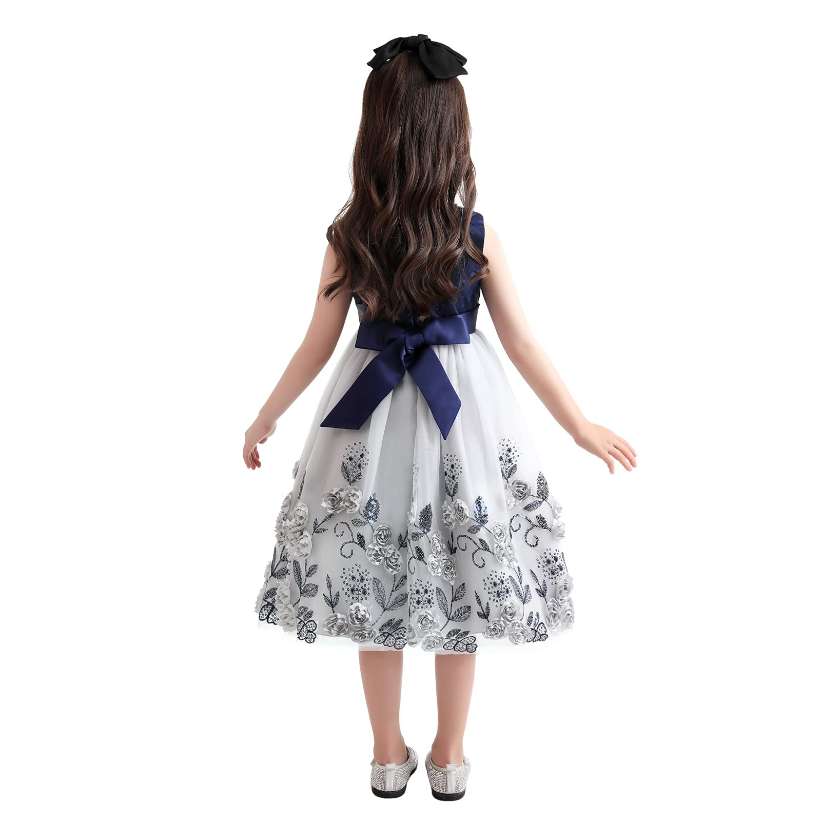 Cichic Elegante Vestito da Principessa per Occasioni Speciali per Bambine 5-6 Anni, Viola Chiaro