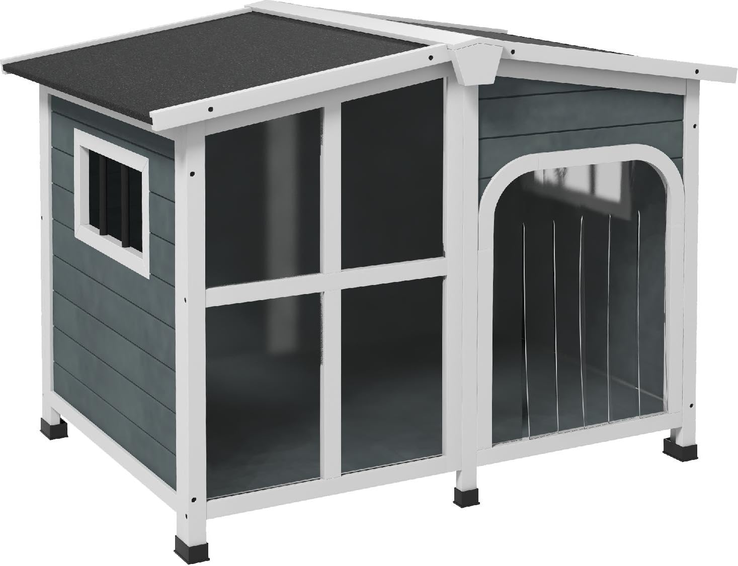 Cuccia Cane Taglia Media da Esterno con Tetto Apribile in Legno 101x66.5x70.5 cm Grigio