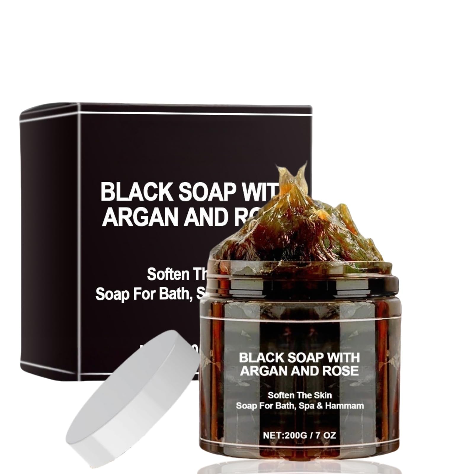 200G Morocco Black Beldi Soap,Moroccan Black Soap Hammam,Deep Cleaning Morocco Body Moisturising Soa/p,Natur/al S/oap for Deep Cleaning,Bl/ack So/ap for Whole Body