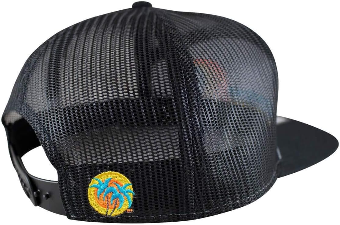 Snapback Tasty Waves 7 Panel Trucker Hat for Men, High-Profile Flat Bill, Ideal for Active Lifestyle, Fishing, Golf, Beach Outings - Embroidered Logo