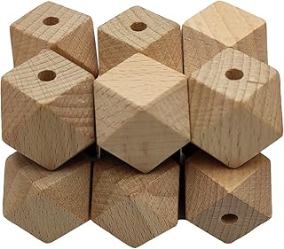 Arakierst Organic Beech Wooden Geometric Hexagon Beads Teether Accessory 30mm Ecofriendly Wood Faceted Beads DIY Craft Jewelry