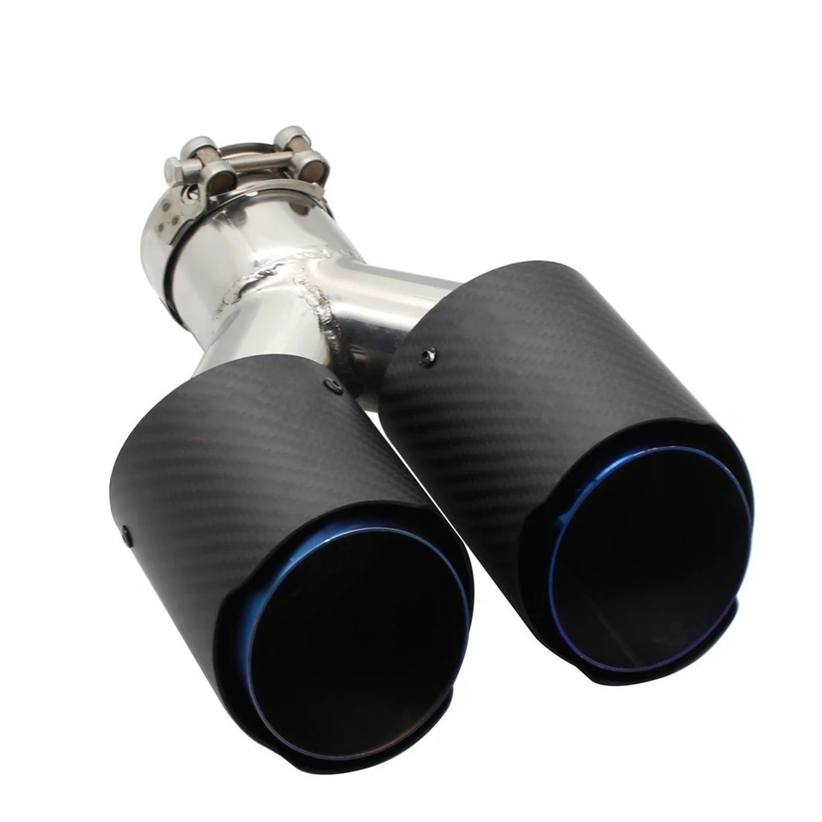Tubo Punta Silenciador Coche Con Punta Y Forma Doble Salida, Silenciadores Tubo Escape, Decoración Boquilla, Universal, Acero Inoxidable Tubo Escape Silenciador(Right 63mm-89mm)