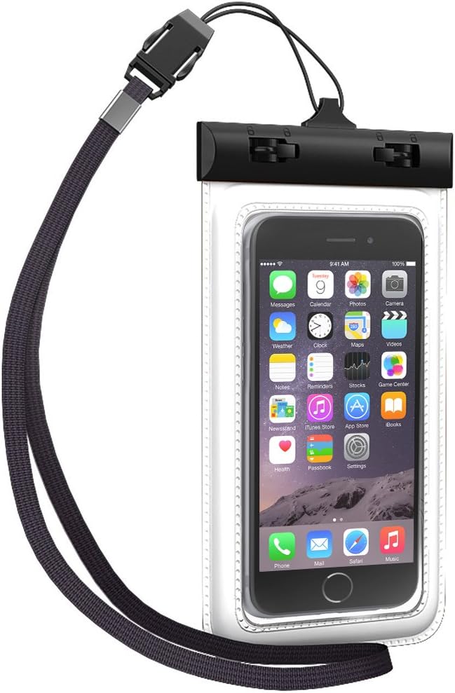 Waterproof Case for Apple iPhone 6 5S 5C 5, Samsung Galaxy S5 S4 - [White] Universal UltraBag Waterproof Pouch with Touch Responsive Front and Back Transparent Screen Protector Windows[One Year Warranty] fits any version of Apple iPhone Air 4S 4 3, iPod Touch; Samsung Galaxy Note 3 2; LG Optimus G2, G2 Mini, G Pro; All New HTC One M8,M7,M4,Mini,X/X+;Google Nexus 5 4;Droid DNA;MP3 Player(A.K.A IPX8 Certified Protective Smartphone Waterproof Life Pouch/Credit Card Waterproof Bag Case)