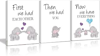 IARTTOP Baby Elephant Nursery Decor,Dumbo Baby Stuff Set of 3(8x10inch,Framed) Balloon Family Love Quote Elephant Poster,Cute Animal Decor Nursery Wall Art Canvas for Baby Boy Girls Room Wall Decor