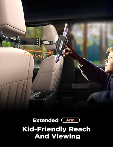 Miniatura 7 de LISEN Soporte extensible para tableta, iPad, asiento trasero para niños, soporte para reposacabezas de iPad para automóvil, viaje por carretera,