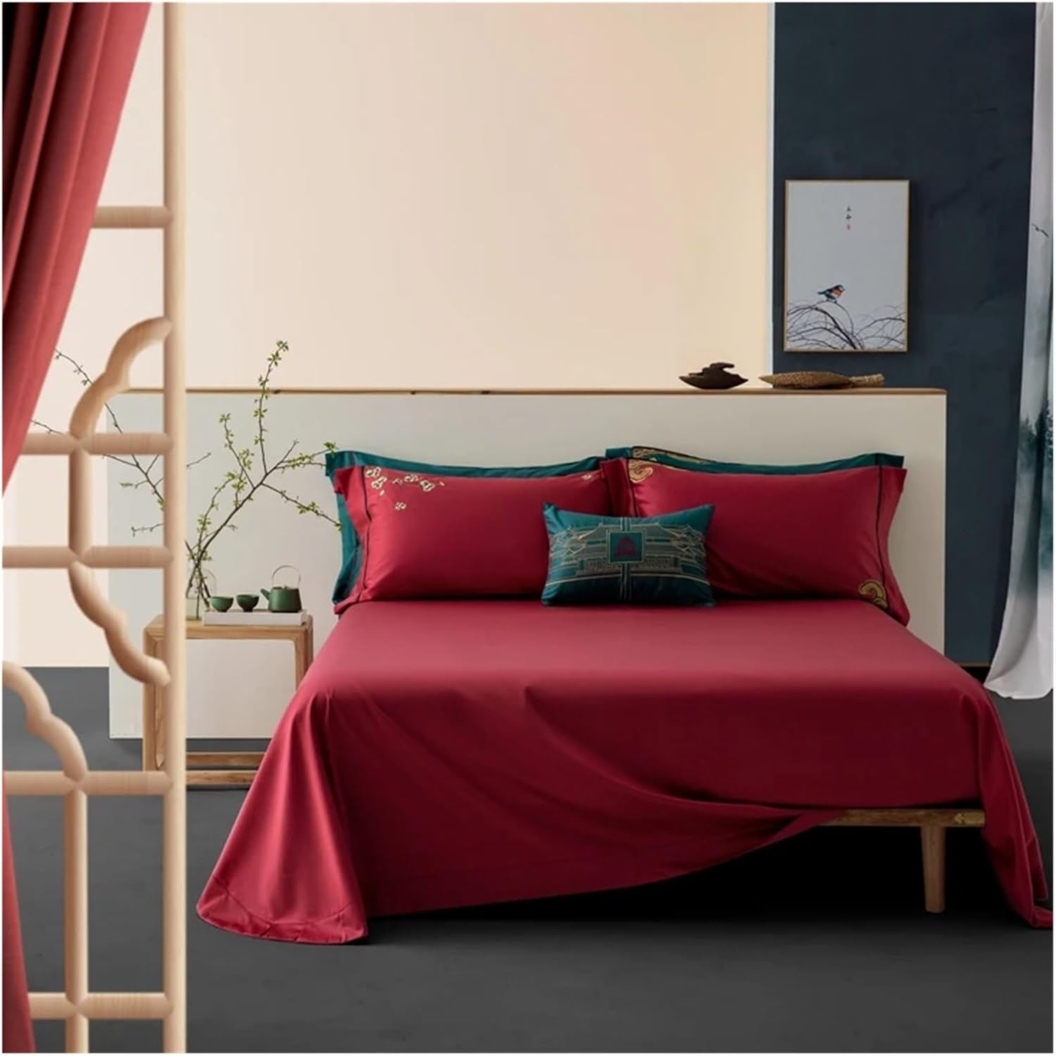 Luxury red bedlinen Bedding Set King Queen Size Bed Linen 1000TC Egyptian Cotton Duvet Cover Bed Sheet Set Pillowcases,Bed