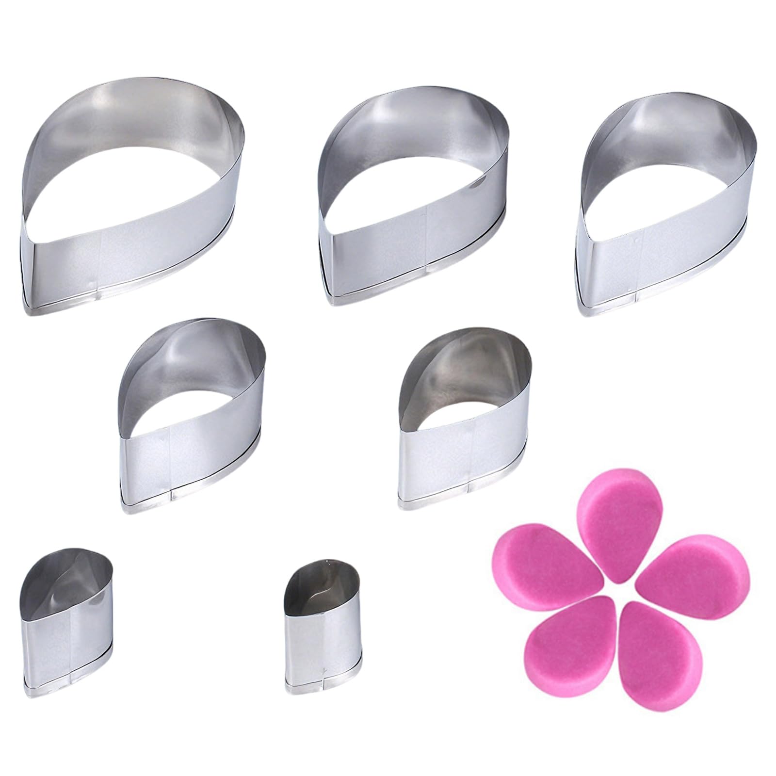 Stainless Steel Rose Petal Cookie Cutters, 7-Piece Set for Baking, Fondant, Sandwich, DIY Desserts and Kitchen Crafts