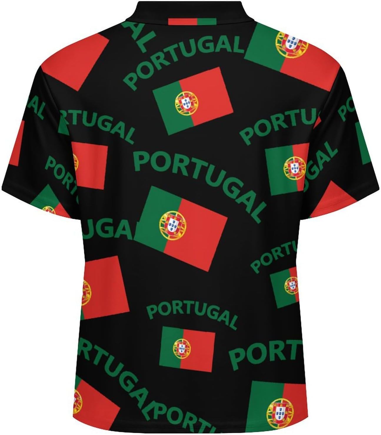 Portugal Flag Mens Polo Shirt Short Sleeve Top Tee Casual T-Shirt