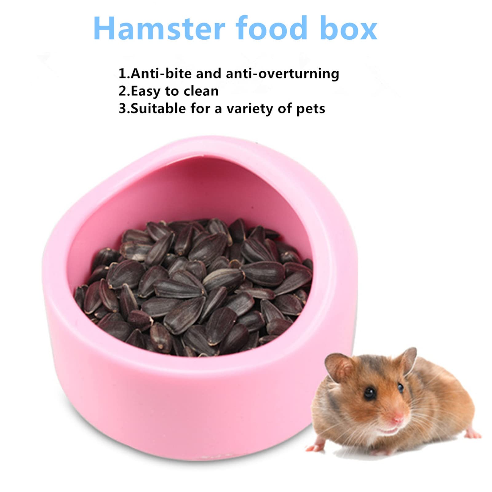 Gamelle pour Hamster,Gamelle pour Petits Animaux,Mangeoire pour Hamster,Bols pour Hamsters,Anti-Morsure, pour Hamster, Petits Animaux, Petits Rongeurs, Gerbille, 2 Pièces(Bleu et Rose)