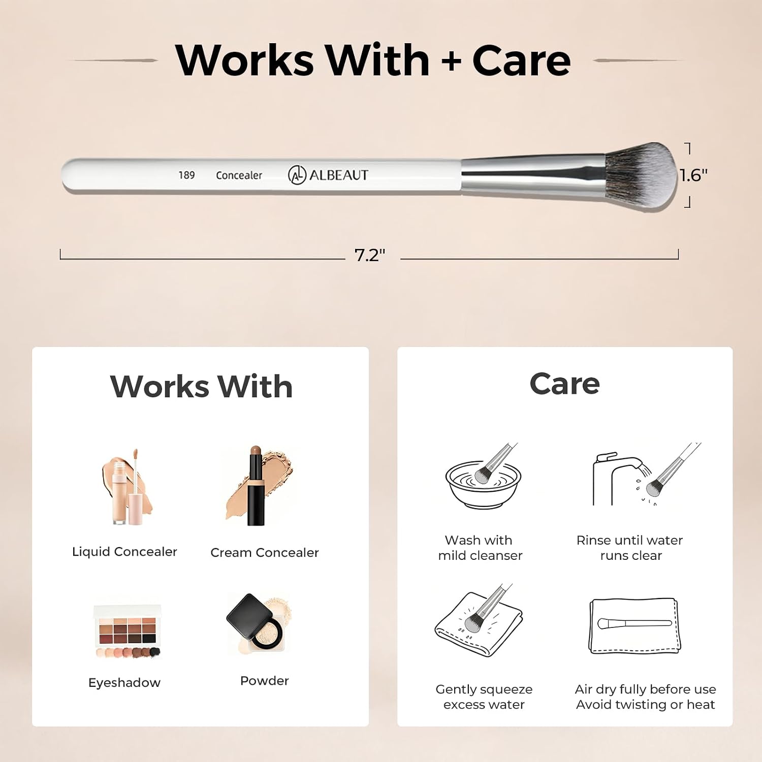 Albeaut Concealer Brush, Angled Brightening Concealer Makeup Brush Under Eye Blending Brush Kitten Paw (189 concealer)