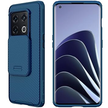 OnePlus 10 Pro Case with Camera Cover,OnePlus 10 Pro Slim Fit Thin Polycarbonate Protective Shockproof Cover with Slide Camera Cover, Upgraded Case for OnePlus 10 Pro 5G (Blue)