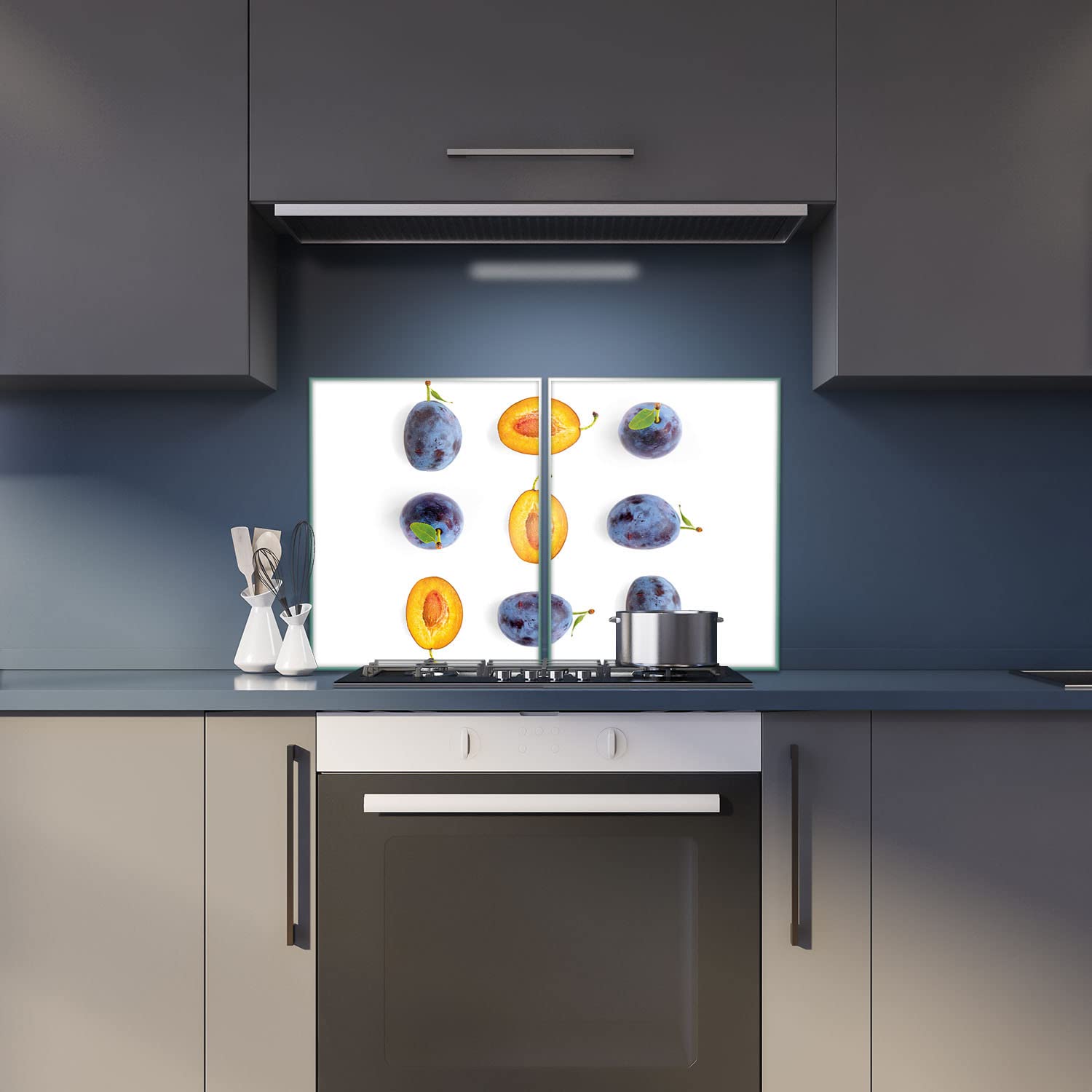 Decorwelt - Cubiertas para cubrir la vitrocerámica de las frutas azules, protección contra salpicaduras, de cristal, decoración para cocinas eléctricas, de inducción, para placas de cocina, tabla de