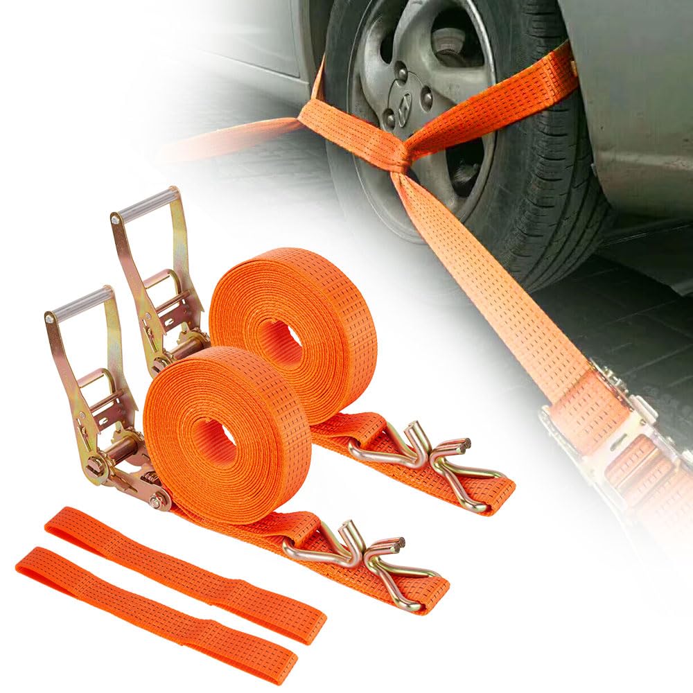 Ratchet Tie Down Straps Heavy Duty Cargo Tie Downs, E Track Accessories, Cargo Straps Perfect for Moving Appliances, Lawn Equipment and Motorcycles (2pack)-image-23