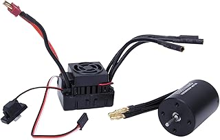 Rc Car Esc, Peso Leve, Metal + Pl¨¢stico Preto 60A Controlador Eletr?nico de Velocidade 1/10 Rc Motor Esc para Reduzir a Carga de Modelos de Carros (3900KV)