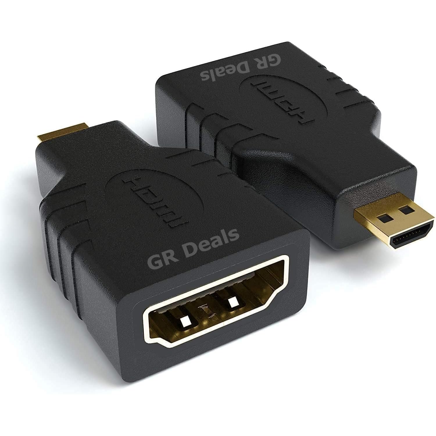 GR Deals Micro HDMI Adapter (Not for Mobile Micro-USB), HDMI Female (Type-A) to Micro HDTV Male (Type-D) for Rassppberry pi 4 Gold Plated Connector Converter Adapter. (Black) (Pack of 2)-image-46