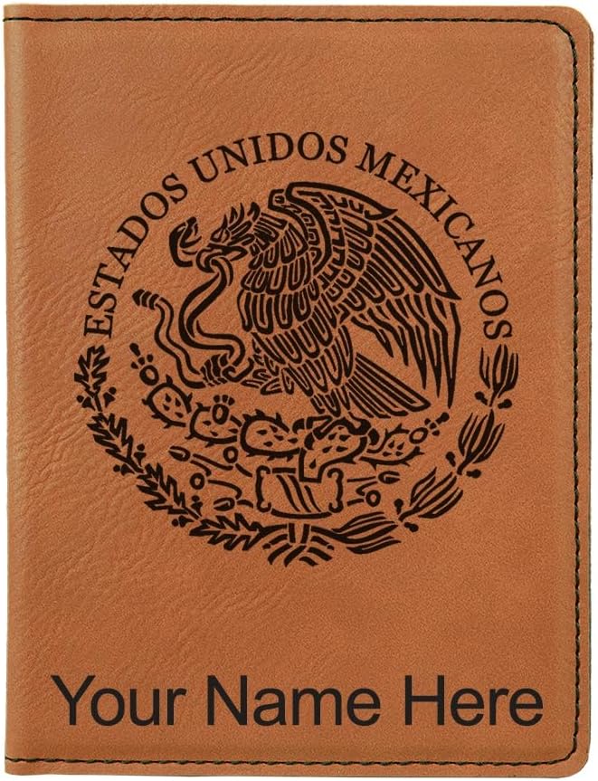 LaserGram Faux Leather Passport Holder, Flag of Mexico, Personalized Engraving Included (Pink)