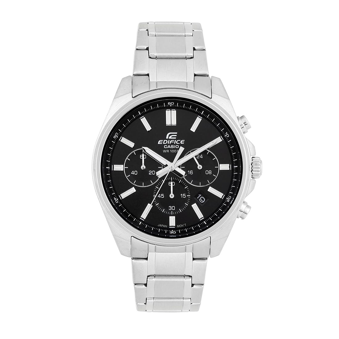 Edifice EFV-650D-1AVUDF Black Analog Dial Silver Stainless Steel Band Men's Watch Chronograph 100M Water Resistant ED596