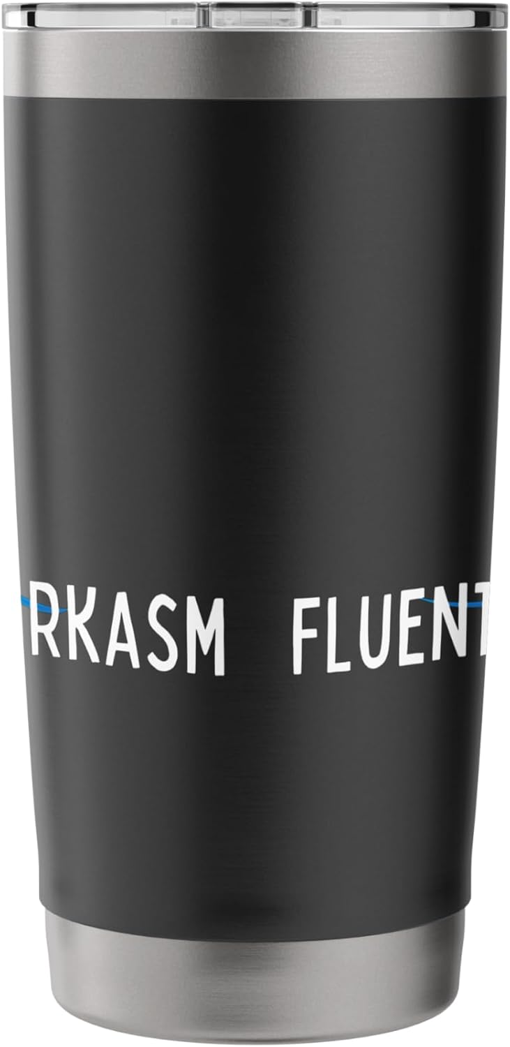 Minimalist Fluent in Sharkasm Funny Shark Lover Sayings Stainless Steel Insulated Tumbler - Image 2