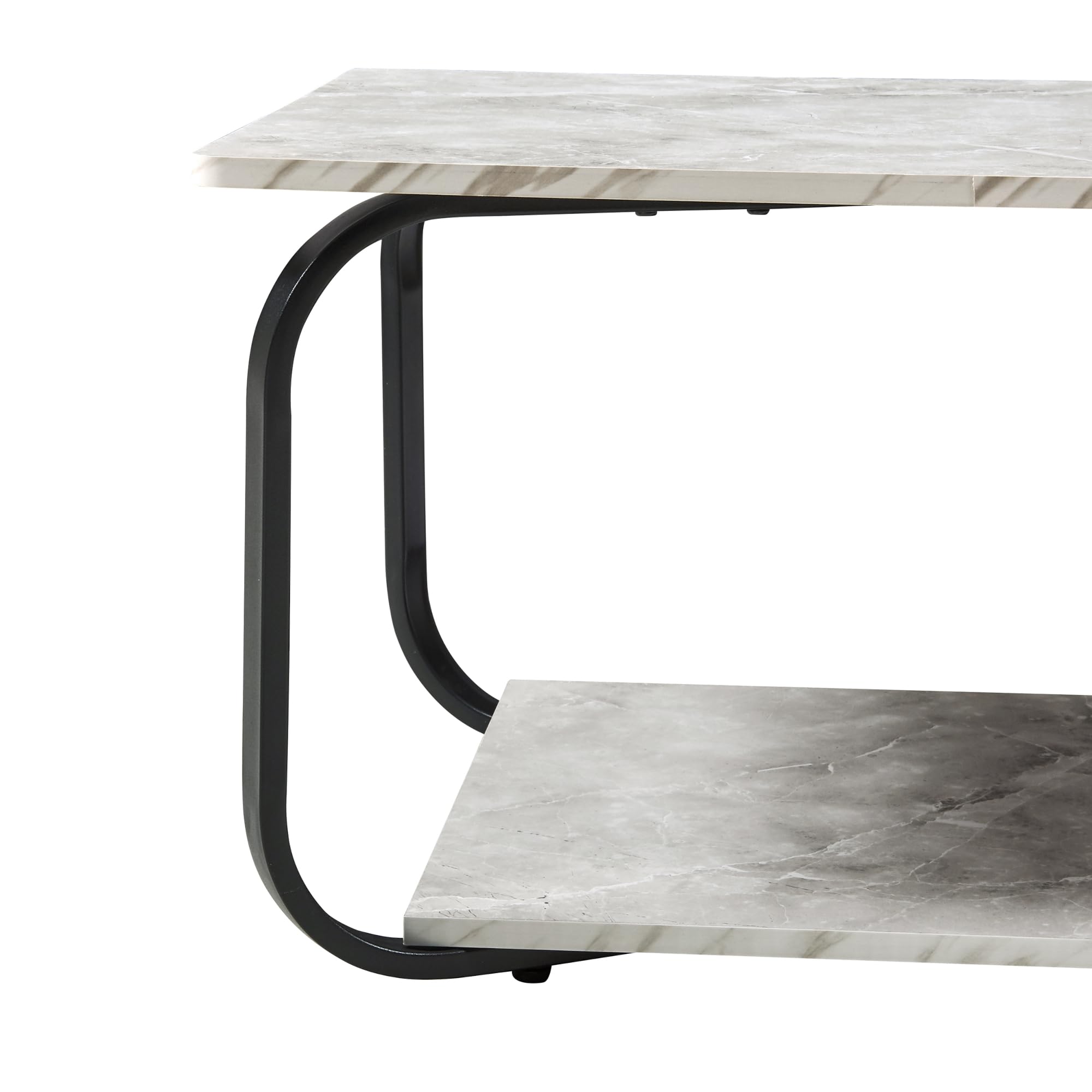[en.casa] Couchtisch Kolta 120x60x43 cm Marmoroptik, Weiß Sofatisch mit untere Ablagefläche Wohnzimmertisch mit Stauraum