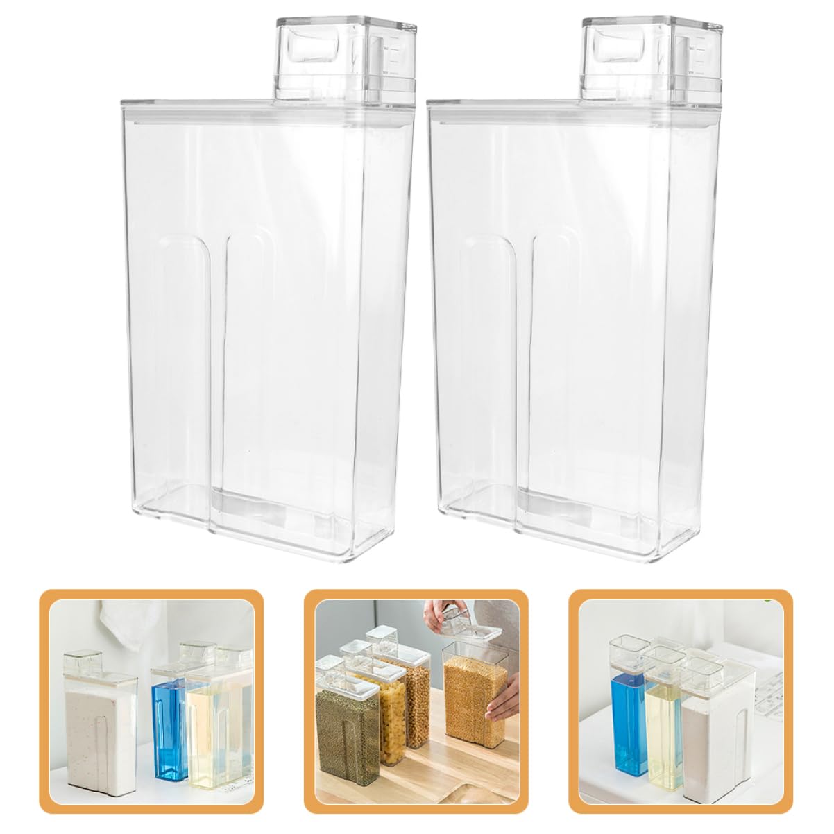 Contenedor de Detergente de Lavandería Reutilizable y Hermético de Pet Capacidad para 2 Botellas, Adecuado para Almacenamiento Organizado en Cocina o Baño