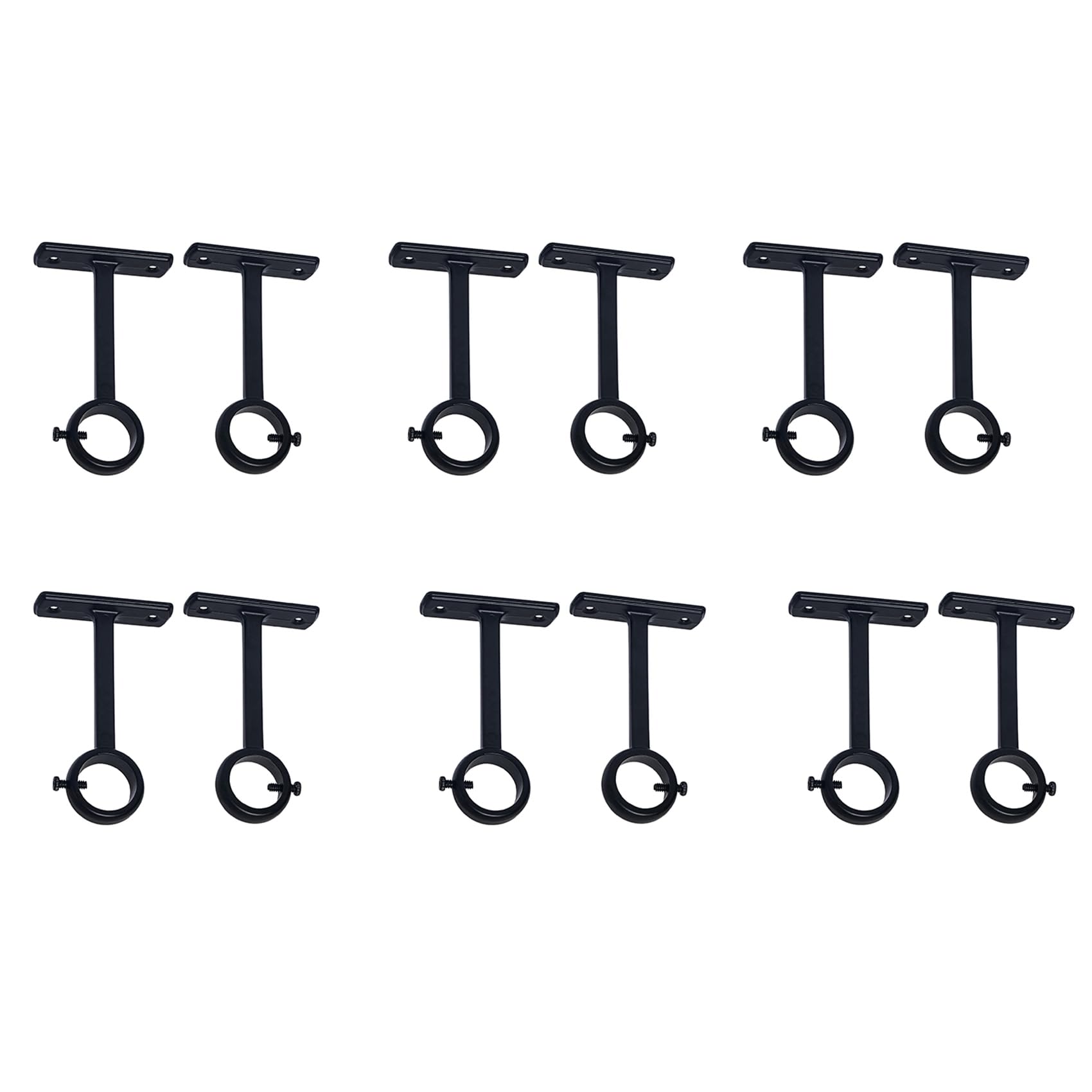 Hndhbfgrt Ceiling Mounted Curtain Rod Brackets, Heavy Duty Ceiling Bracket for 1 Inch Curtain Rod Holder(Set of 12, Black)