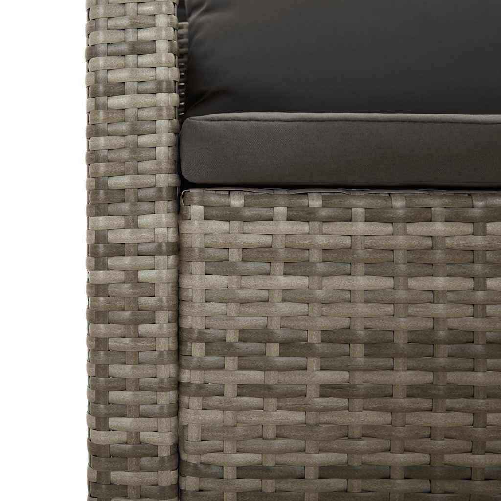 vidaXL Repose-Pieds de Jardin avec Coussin en polyrotin Gris