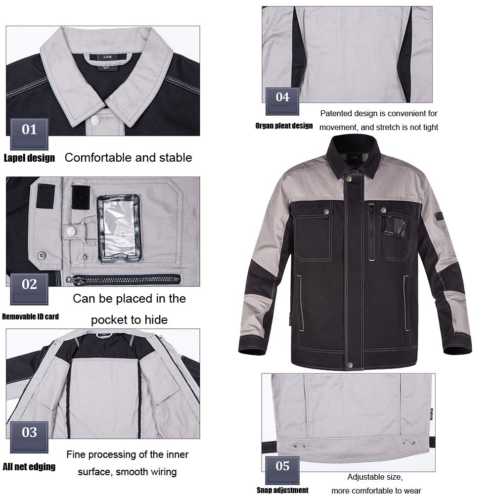 Arbeitsjacke, Arbeitsjacke, Arbeitskleidung, Vierjahresanzug, antistatisch, tragbar, verbrühungssicher, Baumwollschweißgerät, Fabrik, Bau, Autoreparatur, B, XXL