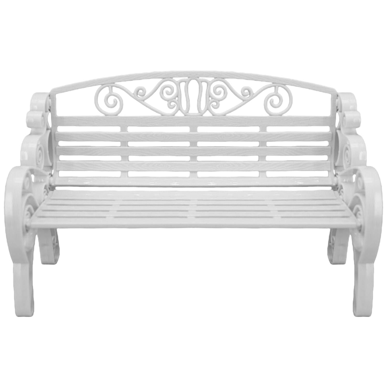 1:6 Scale Miniature Garden Seat, Decorative Plastic Doll Furniture with Intricate Scrollwork, Miniature Dolls House Accessories for Small Garden & Diorama (White, 22 * 14)
