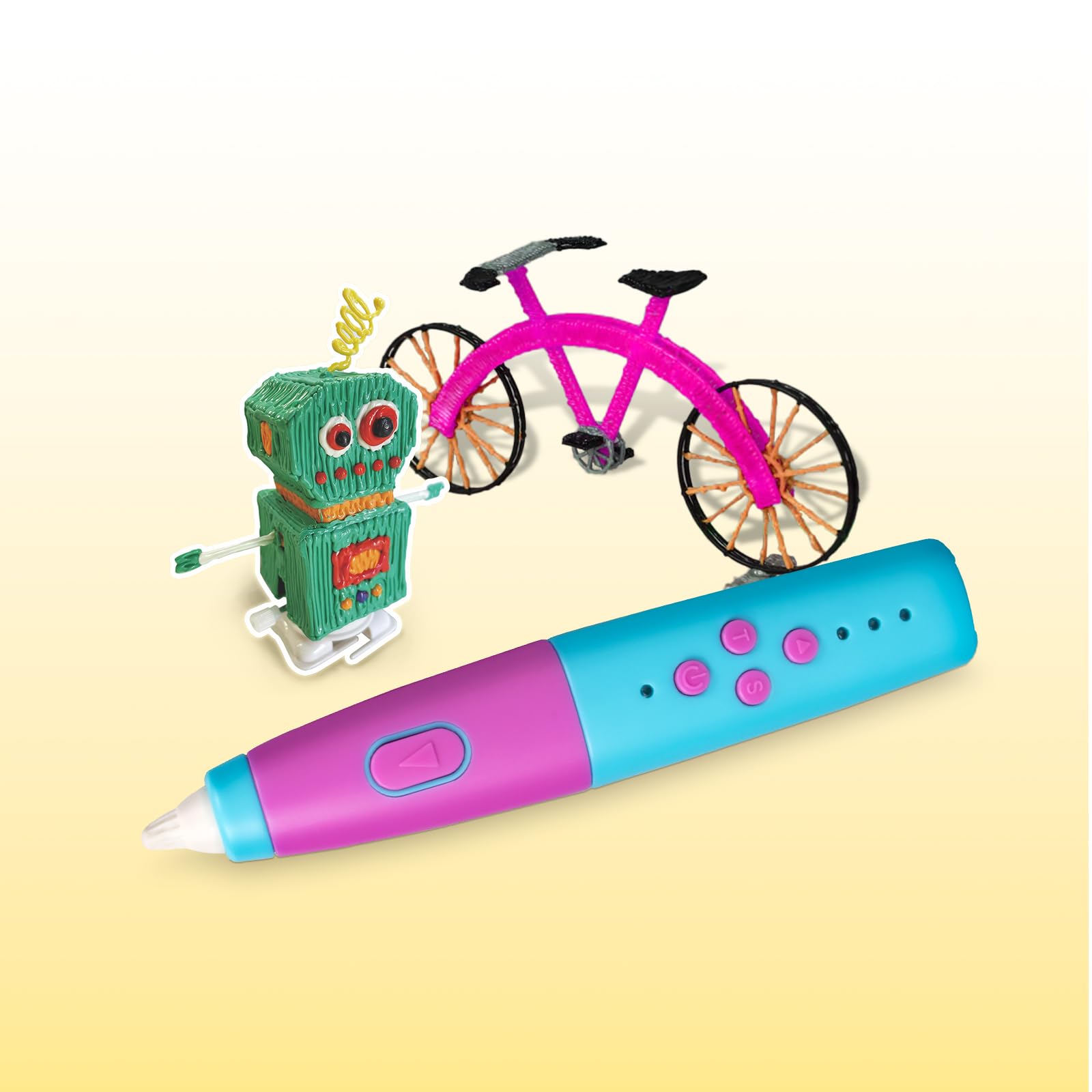 Kretrum Penna 3D per bambini, a bassa temperatura, kit di penne per stampa 3D con stencil robot, protezioni per le dita, filamento PCL da 1,75 mm, ecc. Penna 3D, miglior regalo di compleanno per