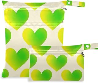 Paquete de 2 bolsas de pañales con cremallera y asas para piscina, color amarillo y verde degradado