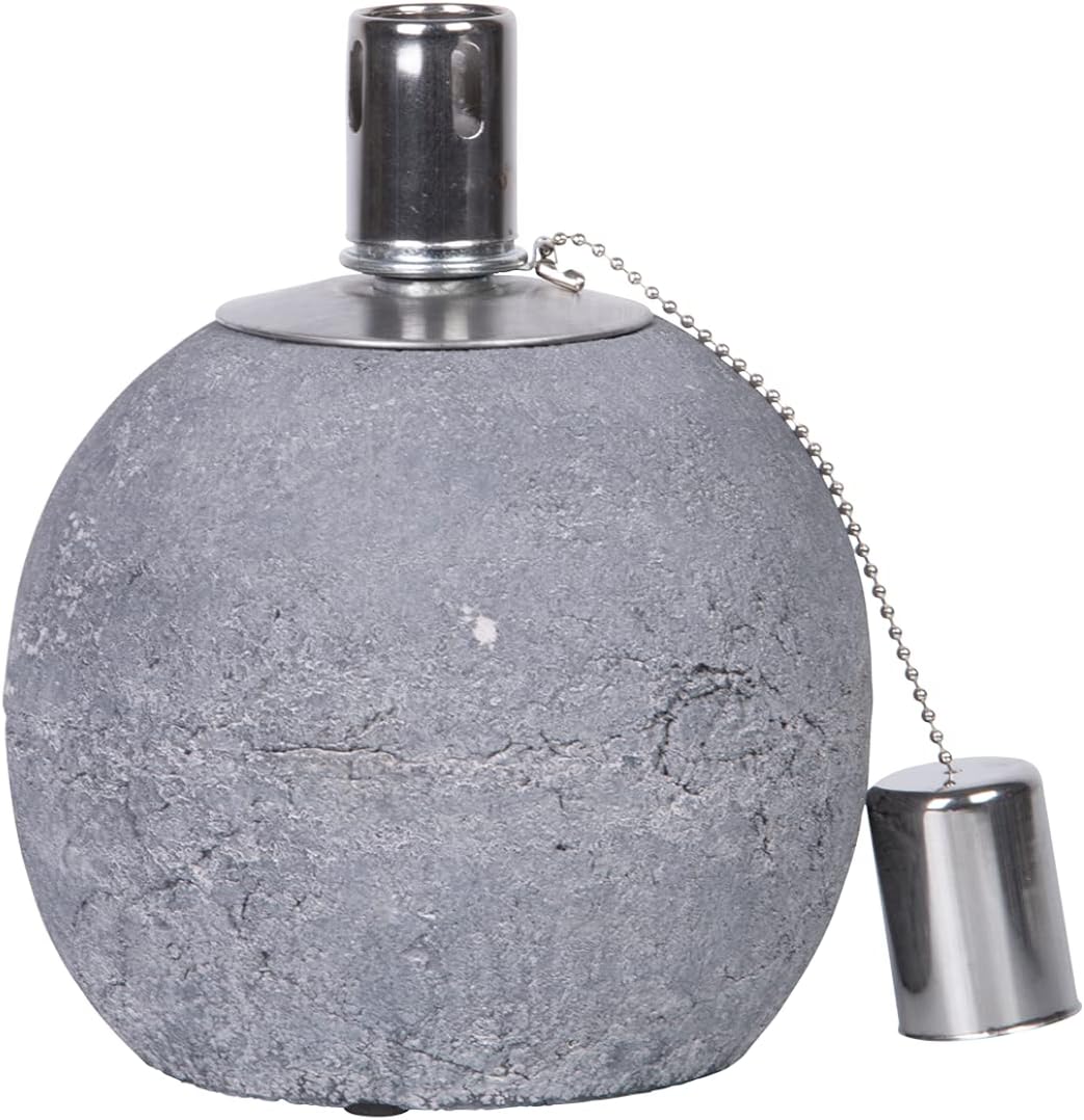 Oil Lamp Concrete Stainless Steel Wick Burner Ball Small Garden Outdoor