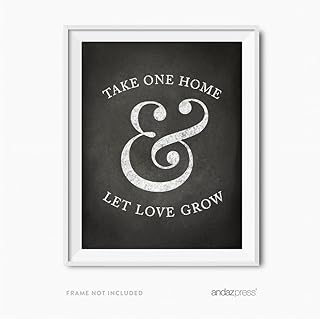 Andaz Press Wedding Party Signs, Vintage Chalkboard Print, 8.5x11-inch, Please Take One Home and Let Love Grow Plant Seed Favors Table Sign, 1-Pack, Unframed
