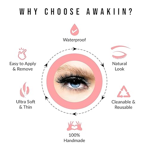 Miniatura 4 de AWAKIIN Extensiones de pestañas postizas naturales de cachemira 4D, autoadhesivas, reutilizables, pestañas largas, aspecto natural, pestañas