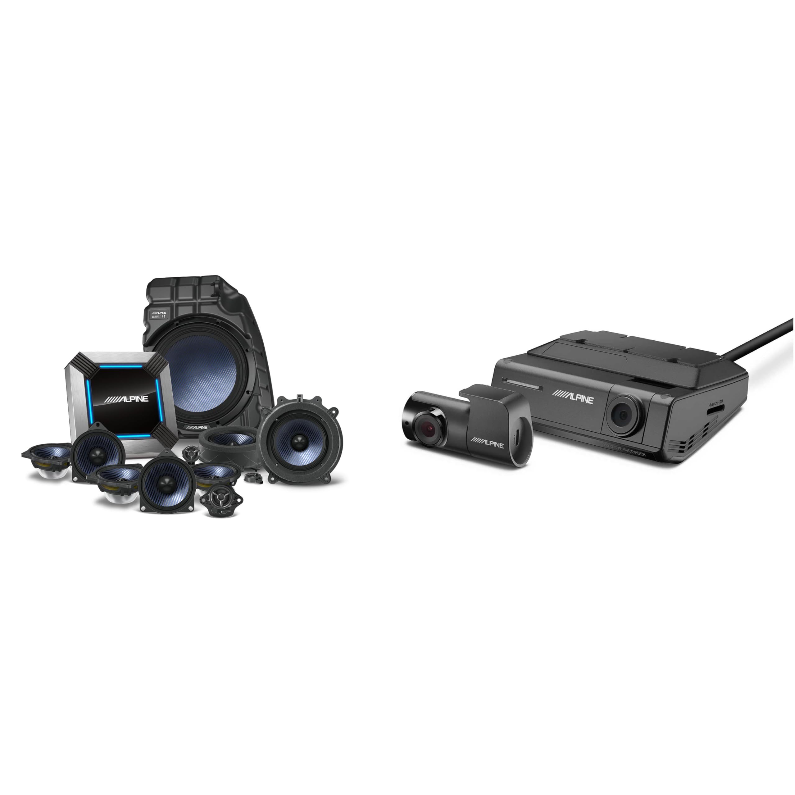 Alpine PSS-TSLA-223P 13-Speaker Sound System Upgrade for The 2022-Up Tesla Model 3 with Factory Premium Audio DVR-C320R Dash