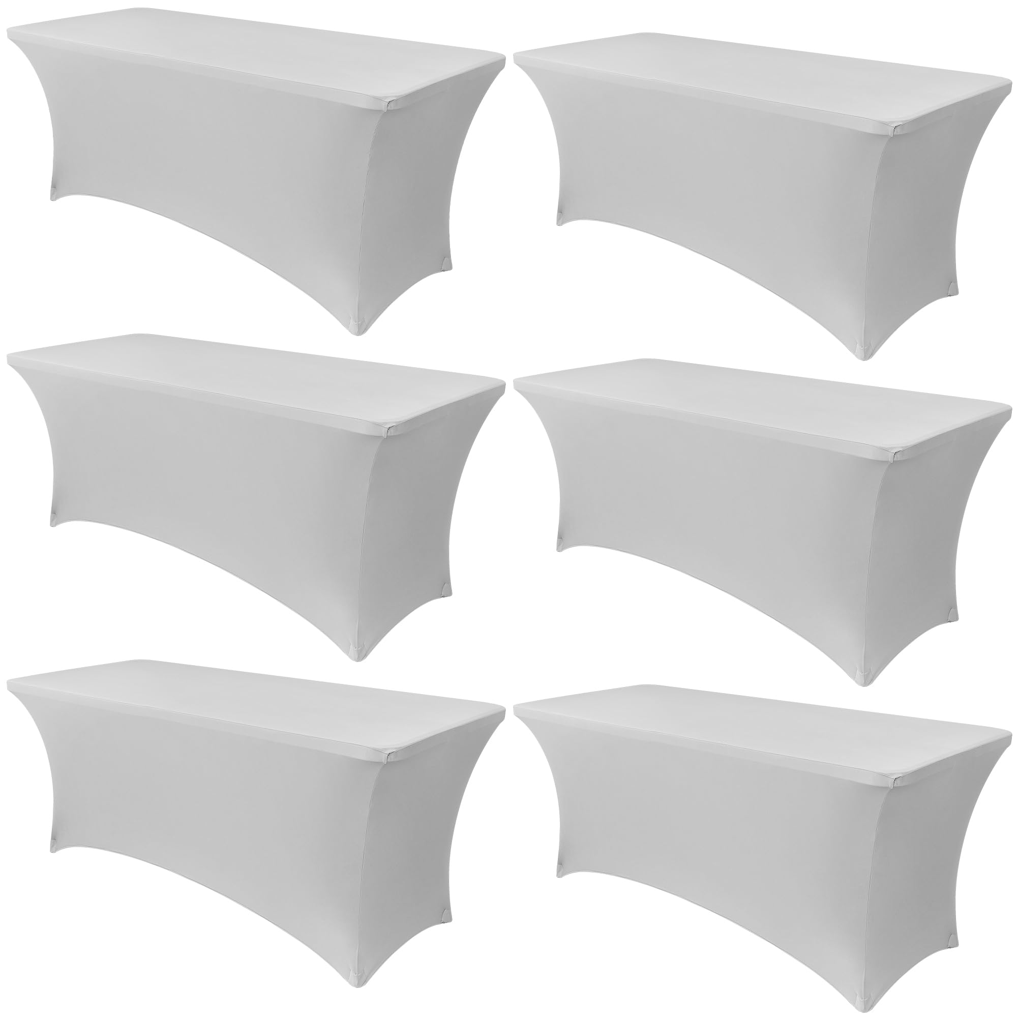 Obstal Paquete de 6 manteles de Elastano elástico para mesas de 6 pies, Protector de Mantel Rectangular Universal de 6 pies para Bodas, Banquetes, Fiestas, 183 cm de Largo x 76 cm de Ancho x 76 cm de