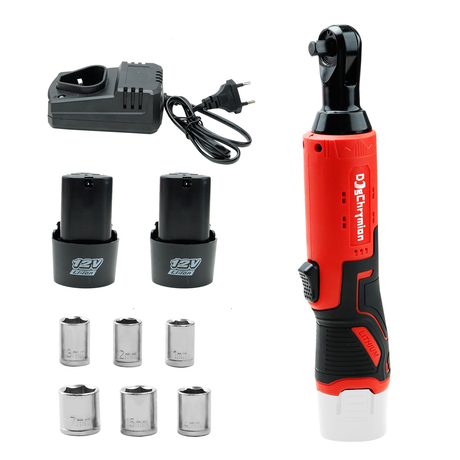 12V 3/8 '' Cordless Electric Ratchet Wrench Set,Brushless,Variable Speed Trigger, Power Ratchet Tool Kit with 2 Batteries