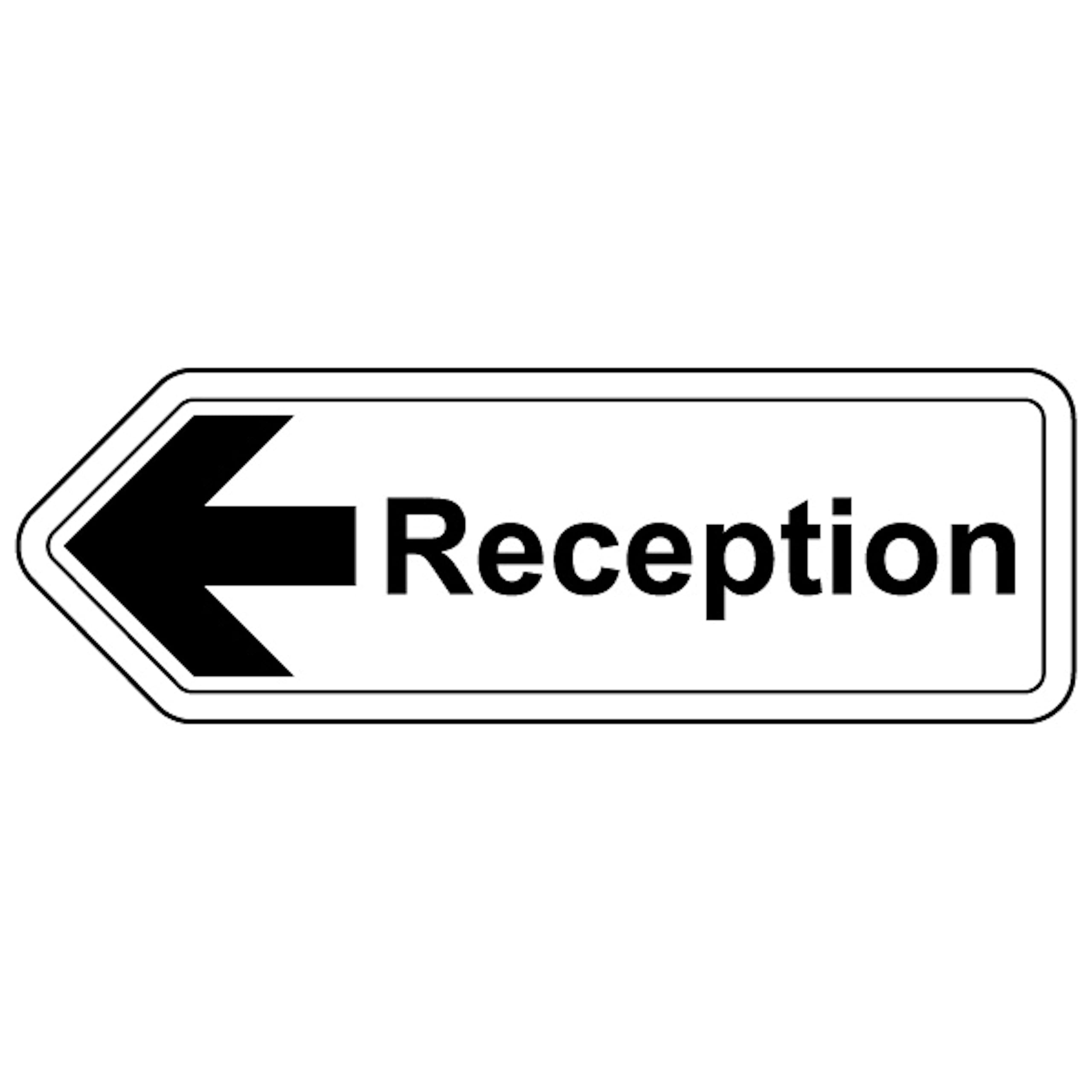 V Safety Reception Arrow Left - Shaped Sign 450 x 150 mm - Glow In The Dark 1mm Rigid Plastic Safety Sign