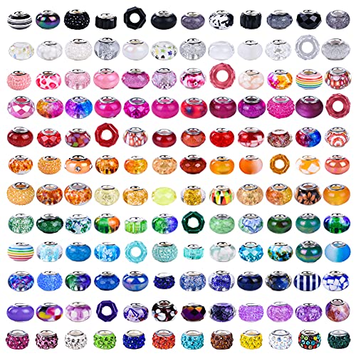 Aipridy Assortment European Large Hole Beads Spacer Beads Rhinestone Craft Beads For Diy Charms Bracelet Jewelry Making (Rainbow) #TOP2