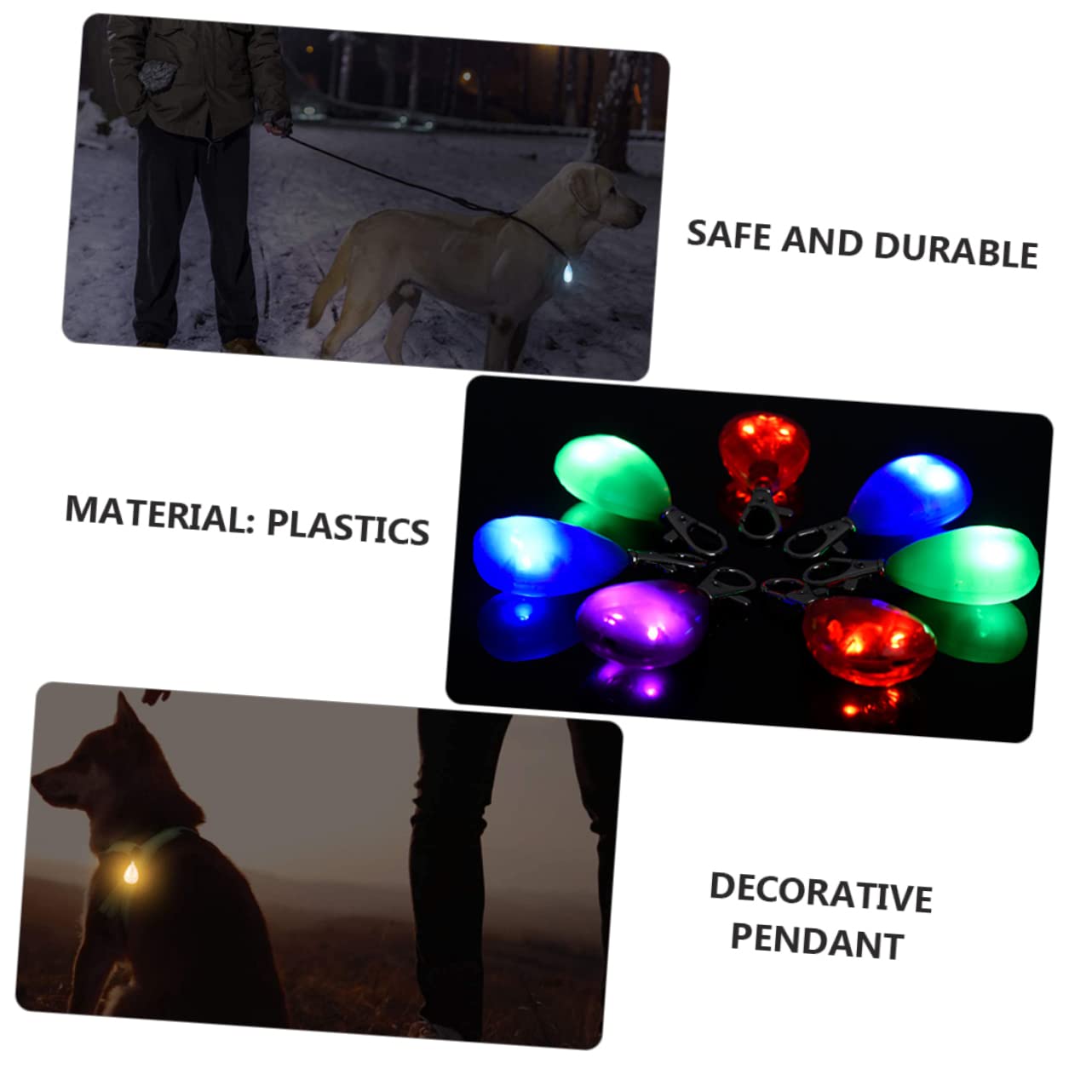 BESPORTBLE 6pièces Pendentif Lumineux De Sécurité pour Chien Lumière LED Rechargeable Et Étanche pour Collier De Nuit Accessoires Animaux
