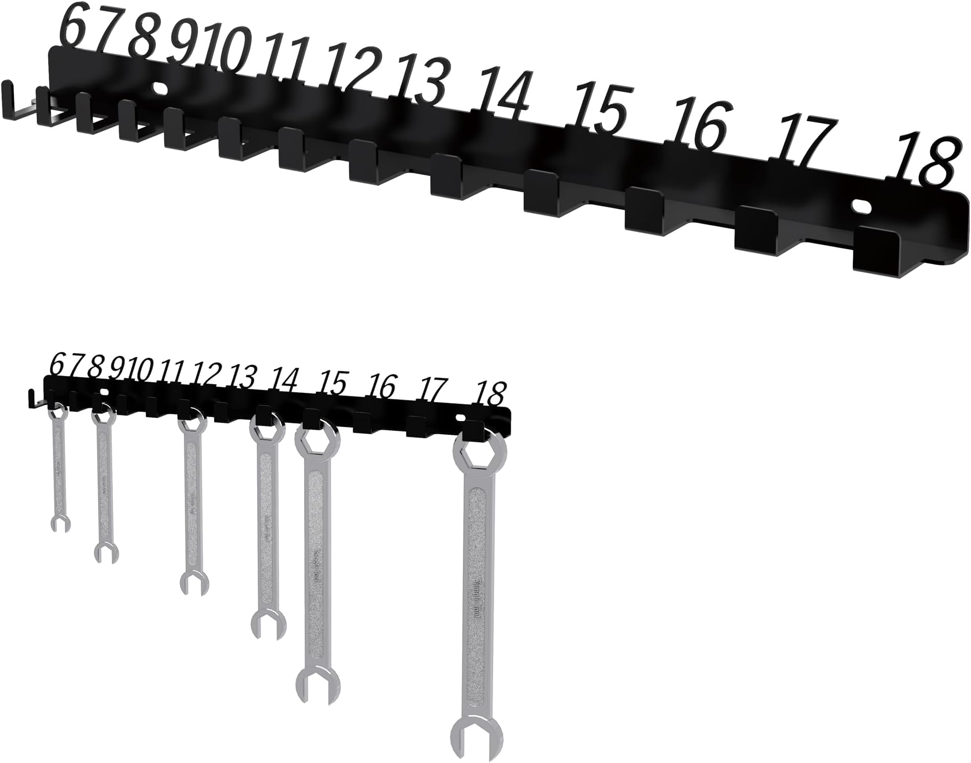 Metal Wrench Organizer, Wall-Mounted Storage Rack for Wrenches, Gift for Professional Mechanics, Sturdy Metal Rack, Combination Wrench Organizer for Wall, Holder for 13 wrenches（Fits 6mm to 18mm）