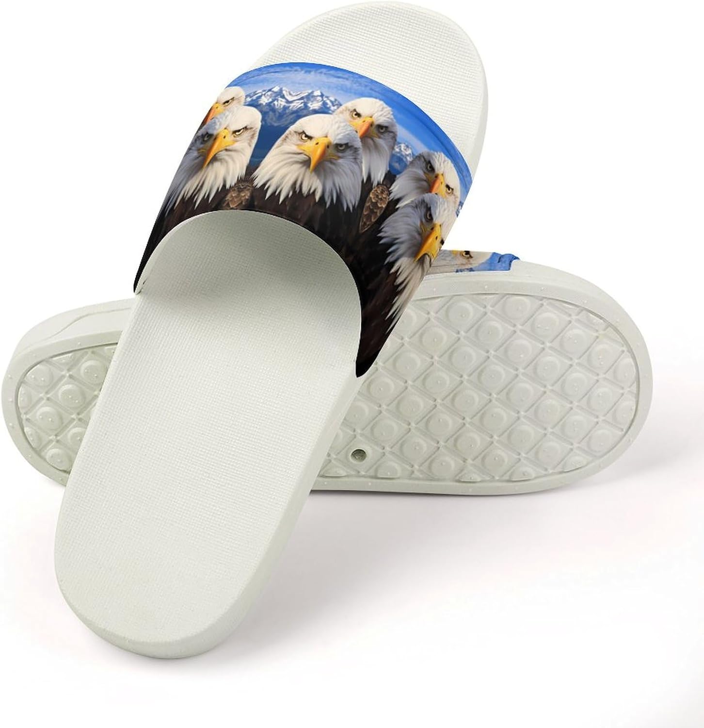 Bald Eagles Snow Mountain Women's House Sandals Non Slide Bathroom Beach Slippers for Men
